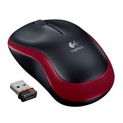 Logitech M185 Wireless Notebook Mouse, USB Nano Receiver, Black/Red Logitech M185 Wireless Notebook Mouse, USB Nano Receiver, Black/Red